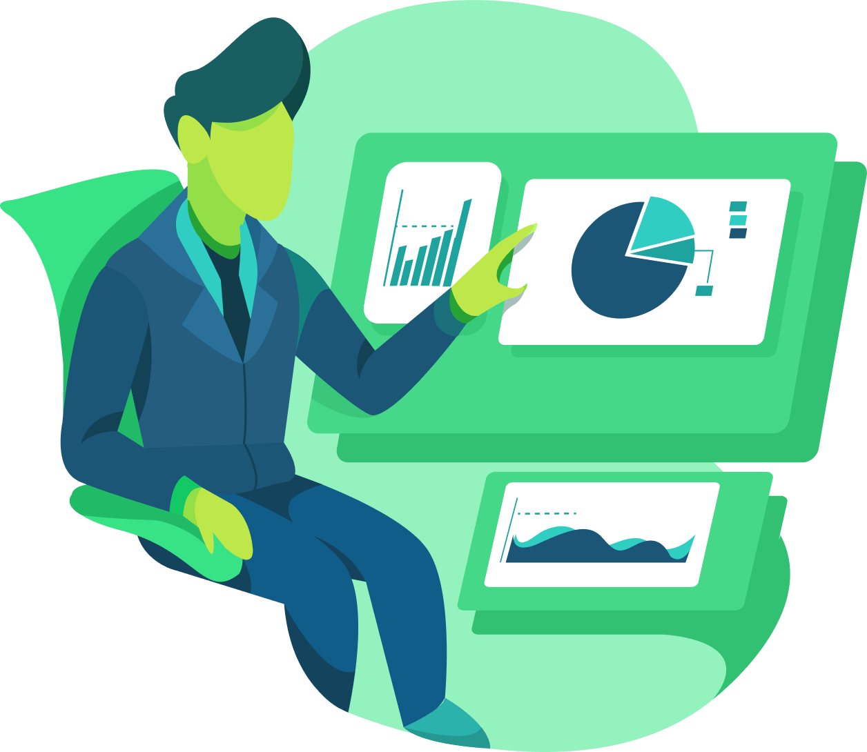 Interactive Analytics Dashboard Illustration SEO Maryland Senior Living | Boost Visibility for Memory Care